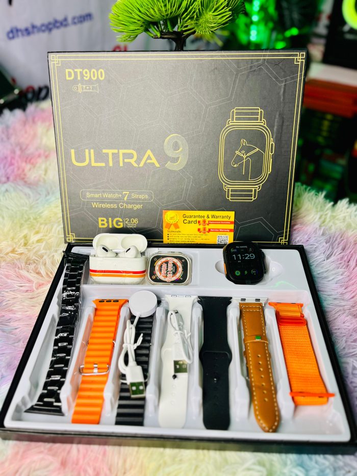DT 900 Ultra SmartWatch With 01 Earbuds+07 Straps+01 Back-Cover (FREE) - Image 5
