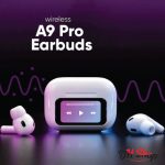 Airpods A9 Pro ANC/ENC Touch Screen Display Wireless Earbuds With Bluetooth 5.0, LCD Display, Super Bass- White