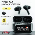 Airpods A9 Pro ANC/ENC Touch Screen Display Wireless Earbuds With Bluetooth 5.0, LCD Display, Super Bass- Black - Image 4