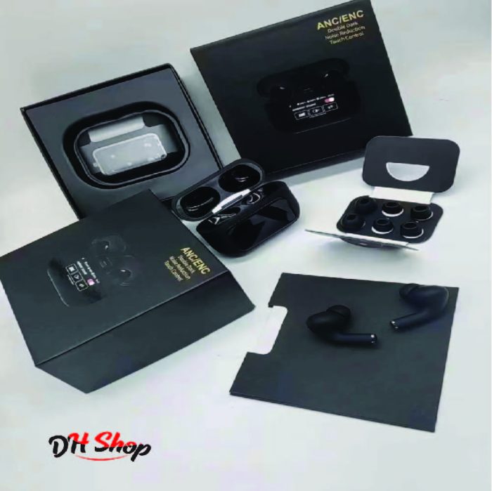 Airpods A9 Pro ANC/ENC Touch Screen Display Wireless Earbuds With Bluetooth 5.0, LCD Display, Super Bass- Black - Image 6