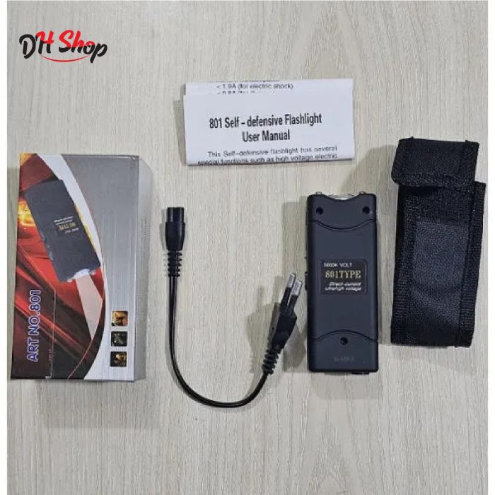 Safety Self Defense Flashlight with Electric Shock – Rechargeable – Mini Stun Gun/ ইলেকট্রিক শক গান, (801 Type, 5000k Volt) - Image 6