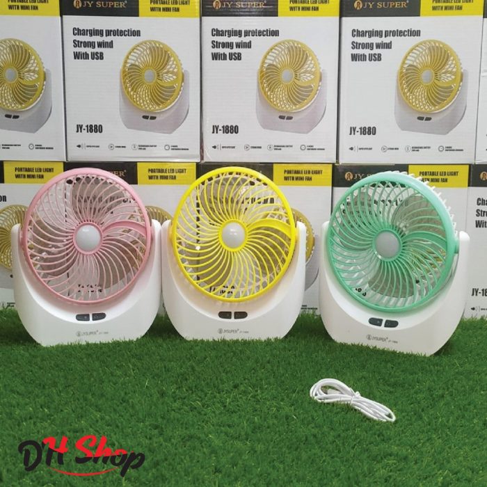 JY Super lithium rechargeable mini table fan with LED light - JY-1880 - Image 2