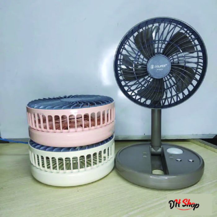 Jy Super JY-2215 Professional Rechargeable Portable Mini Folding Table Fan Strong Wind - AC/DC - Image 1