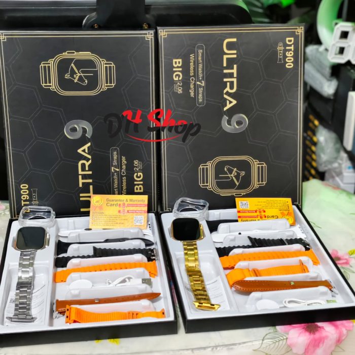 (হেডফোন/Earbuds ছাড়া) DT900 Ultra Smart Watch 07 Straps+01 Back-Cover. - Image 1