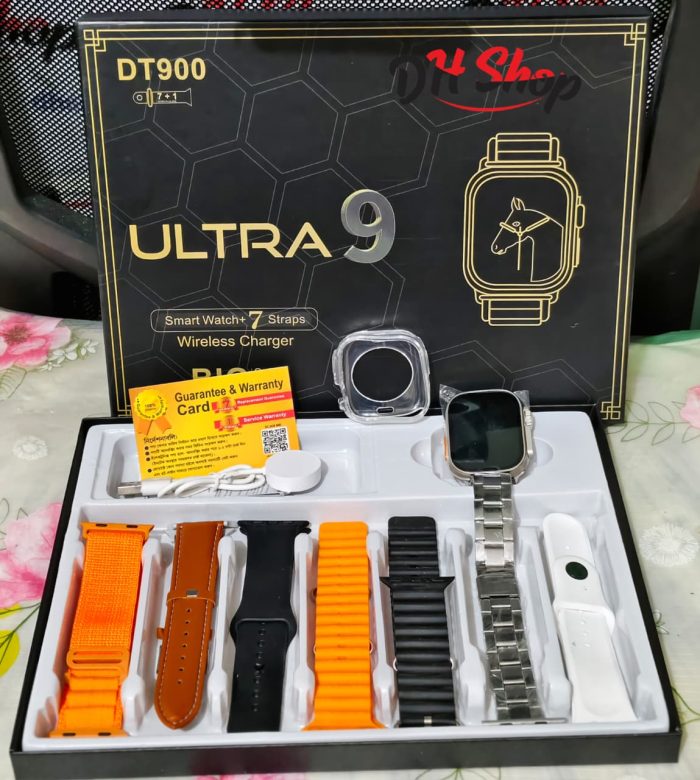 (হেডফোন/Earbuds ছাড়া) DT900 Ultra Smart Watch 07 Straps+01 Back-Cover. - Image 4
