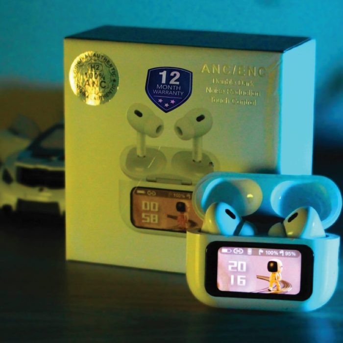 E9 Pro AirPods Touch Screen with Super Fast LED Display (ANC & ENC Apps Supported TWS) (White) - Image 3