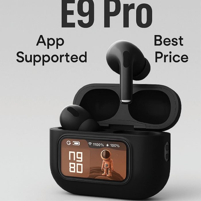 E9 Pro AirPods Touch Screen with Super Fast LED Display (ANC & ENC Apps Supported TWS) (Black) - Image 2