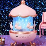 Bunny’s Carousel Remote Control Rotating LED Night Light – Starry Projector, Music & USB Rechargeable - Image 4