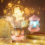 Bunny’s Carousel Remote Control Rotating LED Night Light – Starry Projector, Music & USB Rechargeable - Image 2