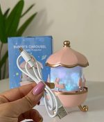 Bunny’s Carousel Remote Control Rotating LED Night Light – Starry Projector, Music & USB Rechargeable - Image 12