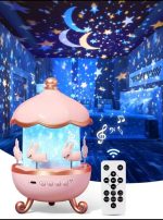 Bunny’s Carousel Remote Control Rotating LED Night Light – Starry Projector, Music & USB Rechargeable - Image 6