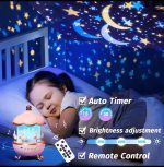 Bunny’s Carousel Remote Control Rotating LED Night Light – Starry Projector, Music & USB Rechargeable